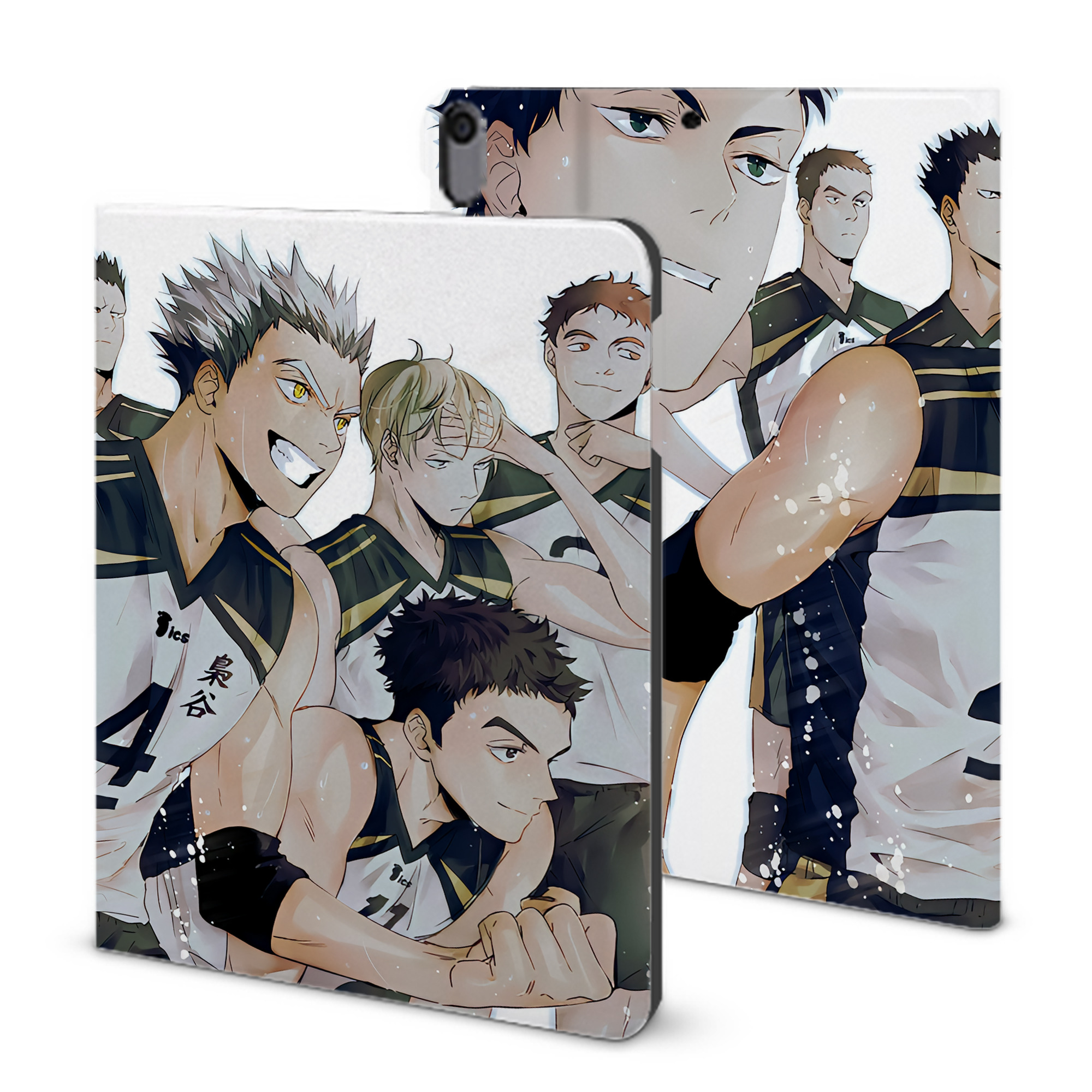 （画像用） ハイキュー!! Haikyu!! IPad ケース ブック型 PUレザー TPU 耐衝撃 軽量 薄型 ペン収納なし 全面保護 IPad 各モデル対応